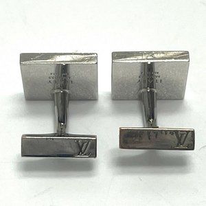 Louis Vuitton Cufflinks Bouton Du Manchette Silver Logo Damier Graphite Case